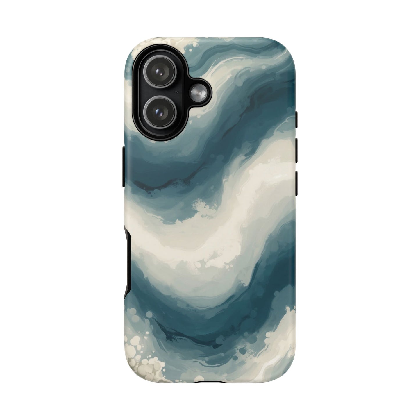 Ocean Wave Marble Phone Case — Teal & Ivory Abstract Tough Case