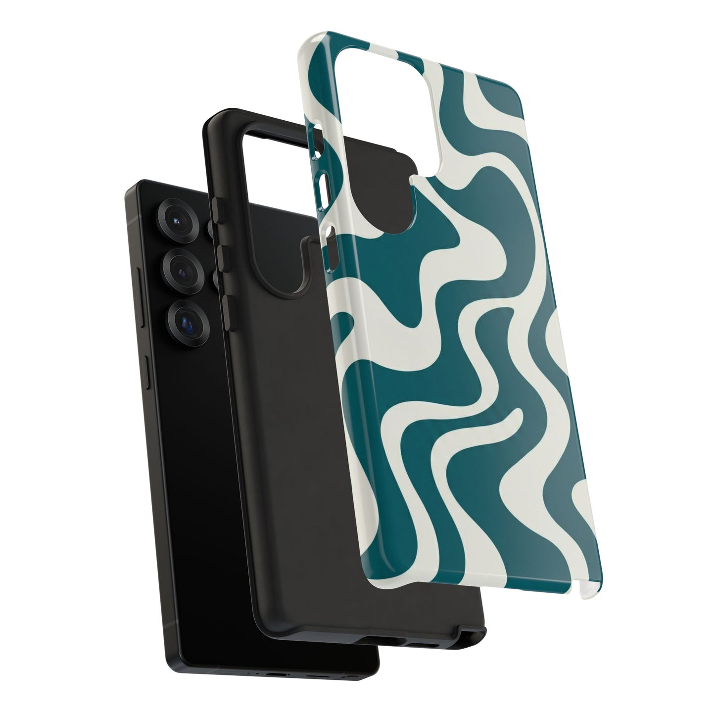 Abstract Teal Swirl Phone Case — Retro Wavy Tough Case