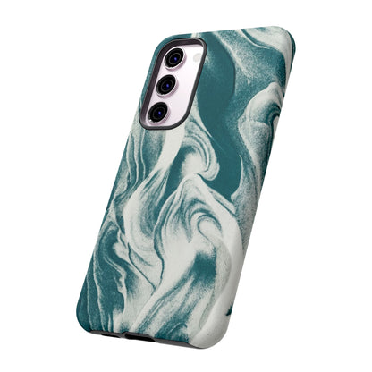 Teal Marble Tough Phone Case — Protective Artistic Swirl Design