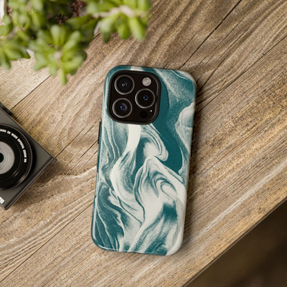 Marble Teal Tough Phone Case — Swirl Pattern Protective Cover