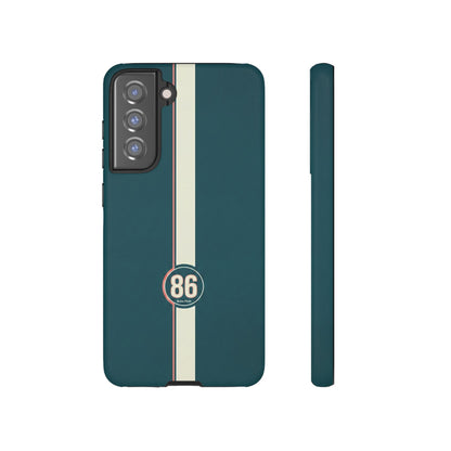 Racing Stripe Phone Case - Retro Teal with Number 86