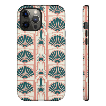 Art Deco Fan Pattern Tough Phone Case — Retro Geometric iPhone Cover