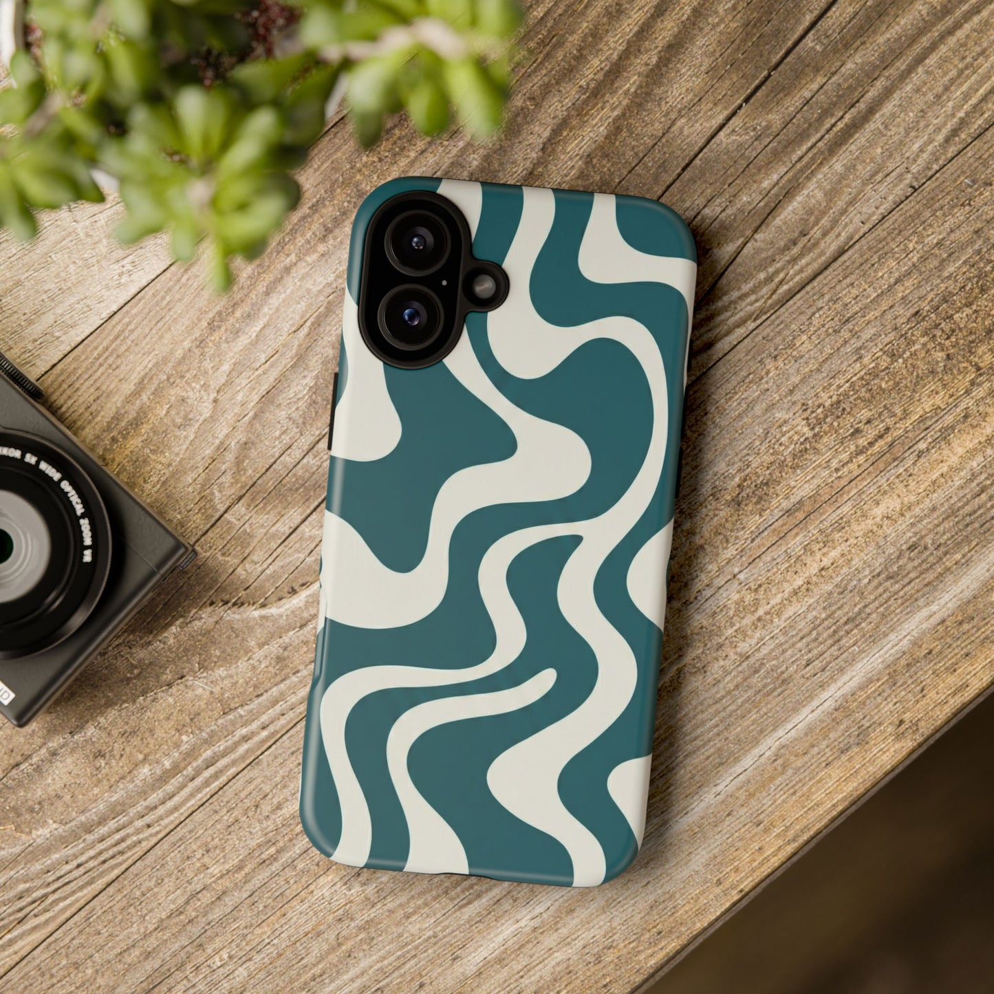 Teal Retro Swirl Tough Phone Case