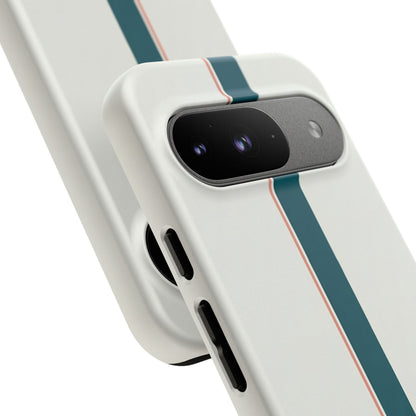 Racing Stripe Tough Phone Case — Retro White With '86 Circle Badge