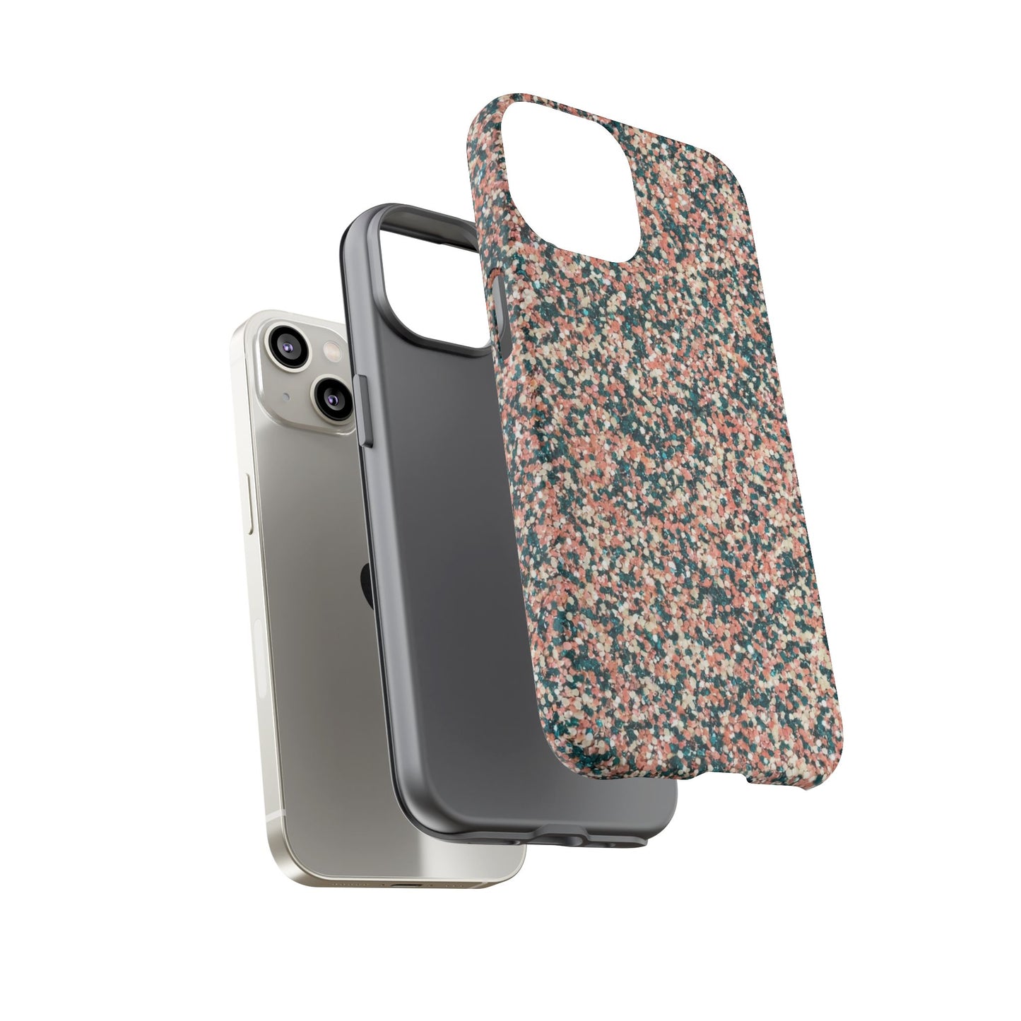 Glitter Speckle Tough Phone Case — Pink & Teal Protective Cover