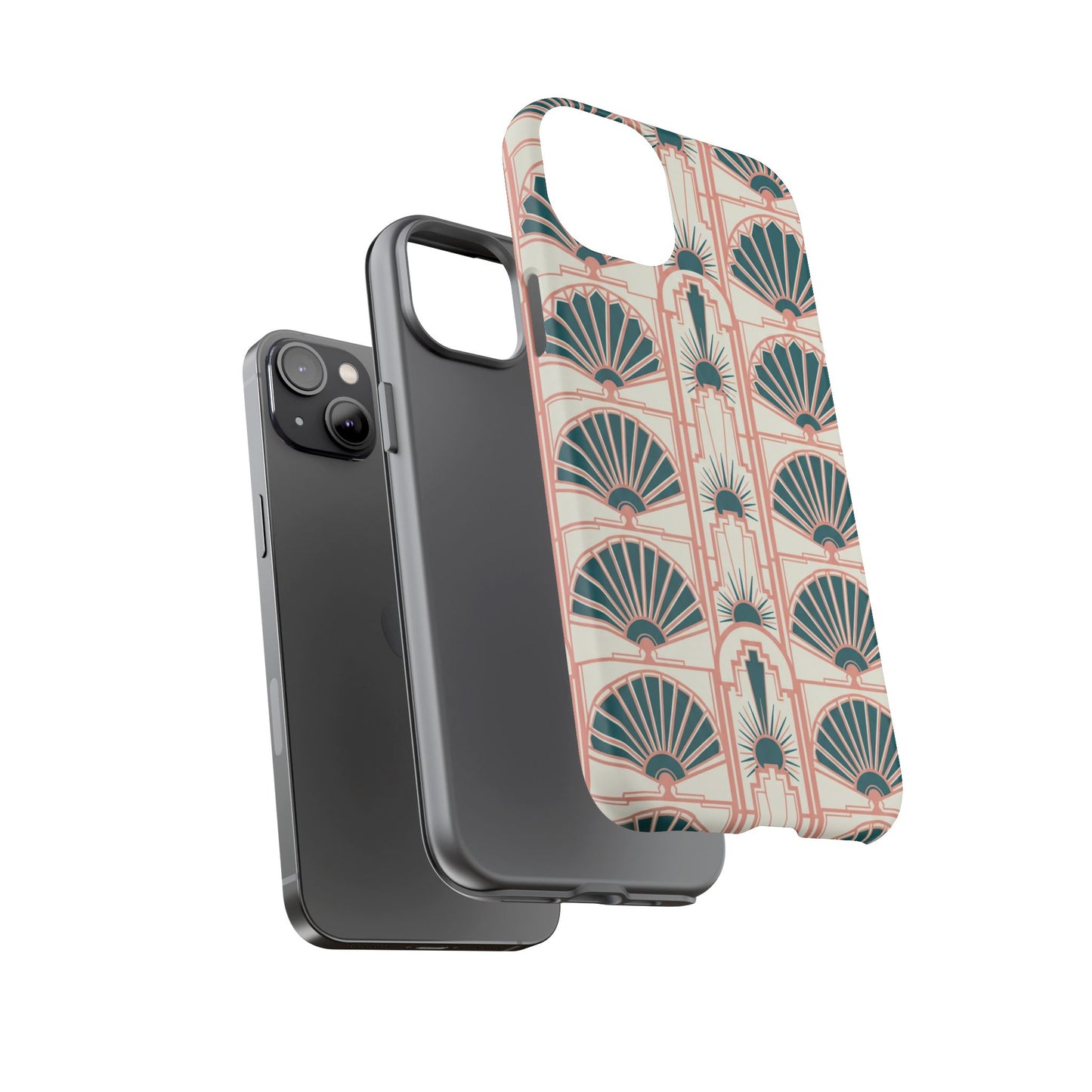 Art Deco Fan Pattern Tough Phone Case — Retro Geometric iPhone Cover