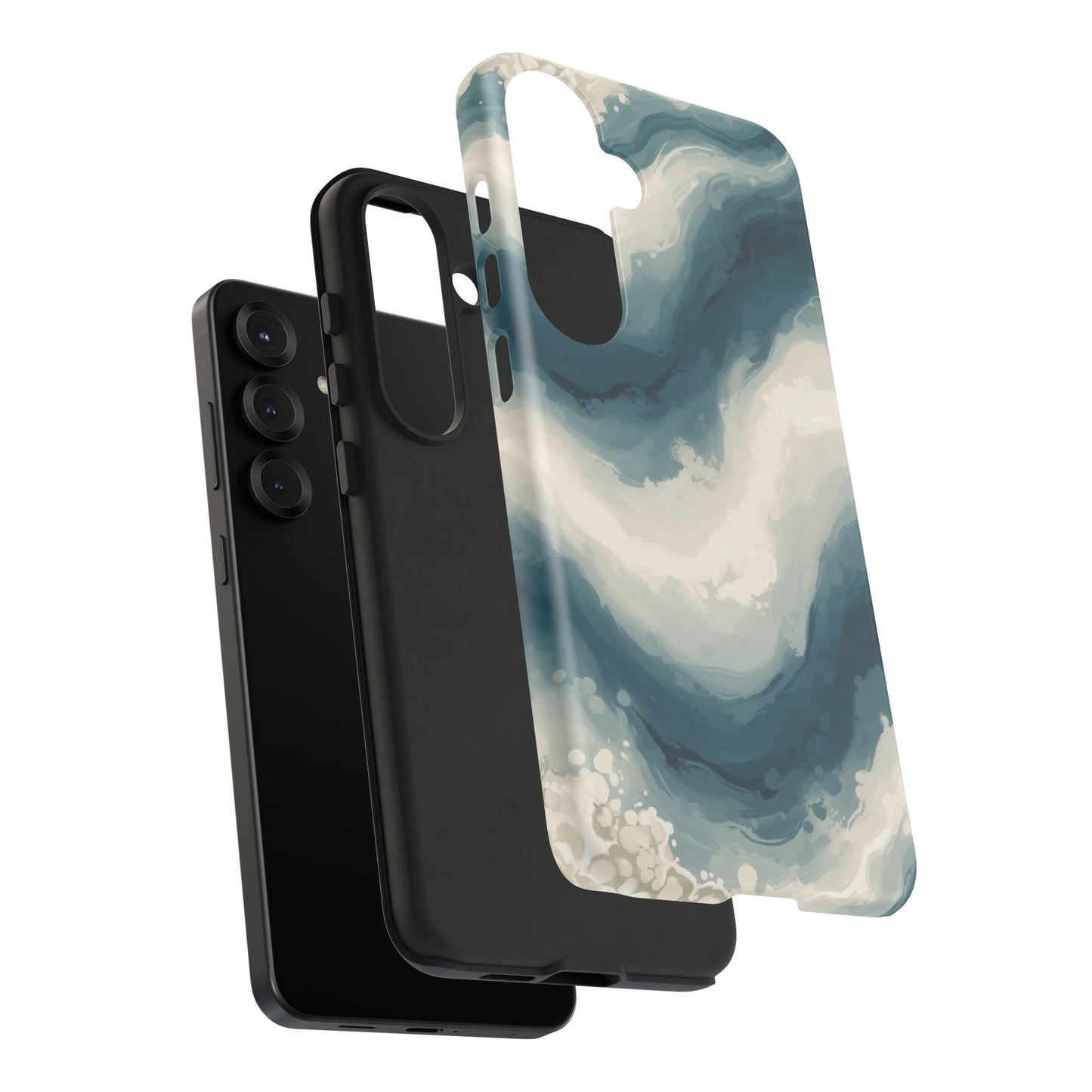 Ocean Wave Marble Phone Case — Teal & Ivory Abstract Tough Case