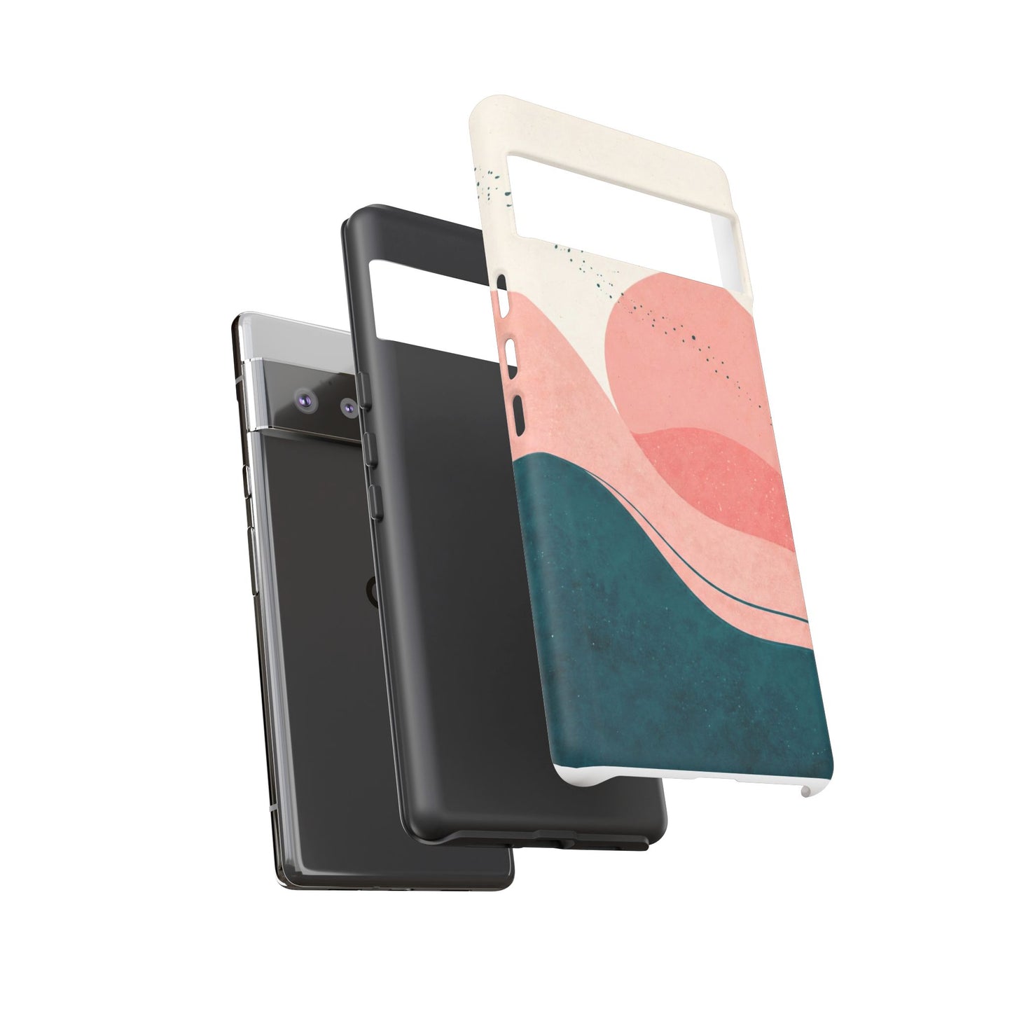 Abstract Sunset Phone Case — Pink & Teal Wave Tough Case