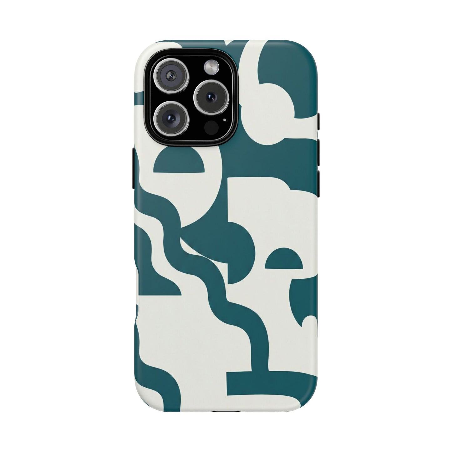 Abstract Teal Shapes Phone Case — Modern Geometric Tough Case