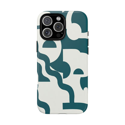 Abstract Teal Shapes Phone Case — Modern Geometric Tough Case