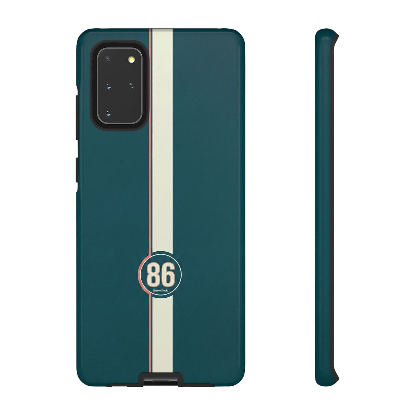 Racing Stripe Phone Case - Retro Teal with Number 86