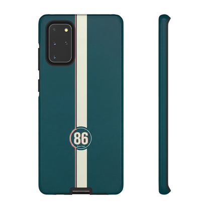 Racing Stripe Phone Case - Retro Teal with Number 86