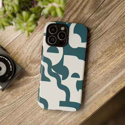 Abstract Teal Shapes Phone Case — Modern Geometric Tough Case