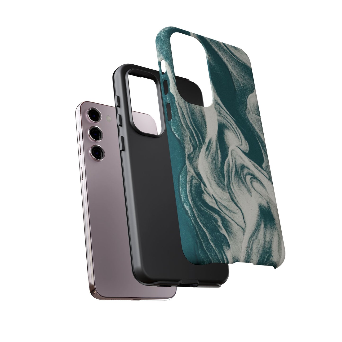 Teal Marble Tough Phone Case — Protective Artistic Swirl Design