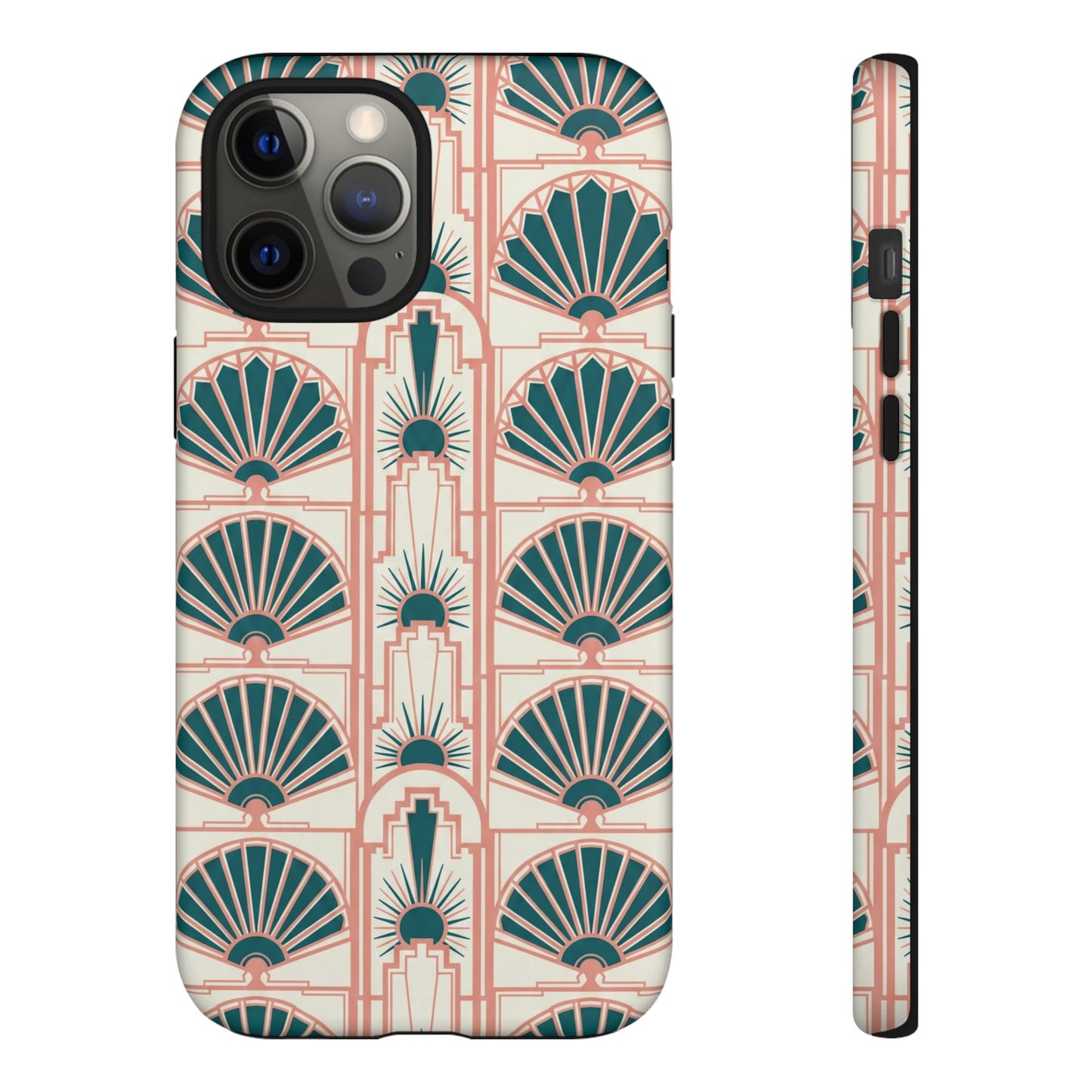 Art Deco Fan Pattern Tough Phone Case — Retro Geometric iPhone Cover