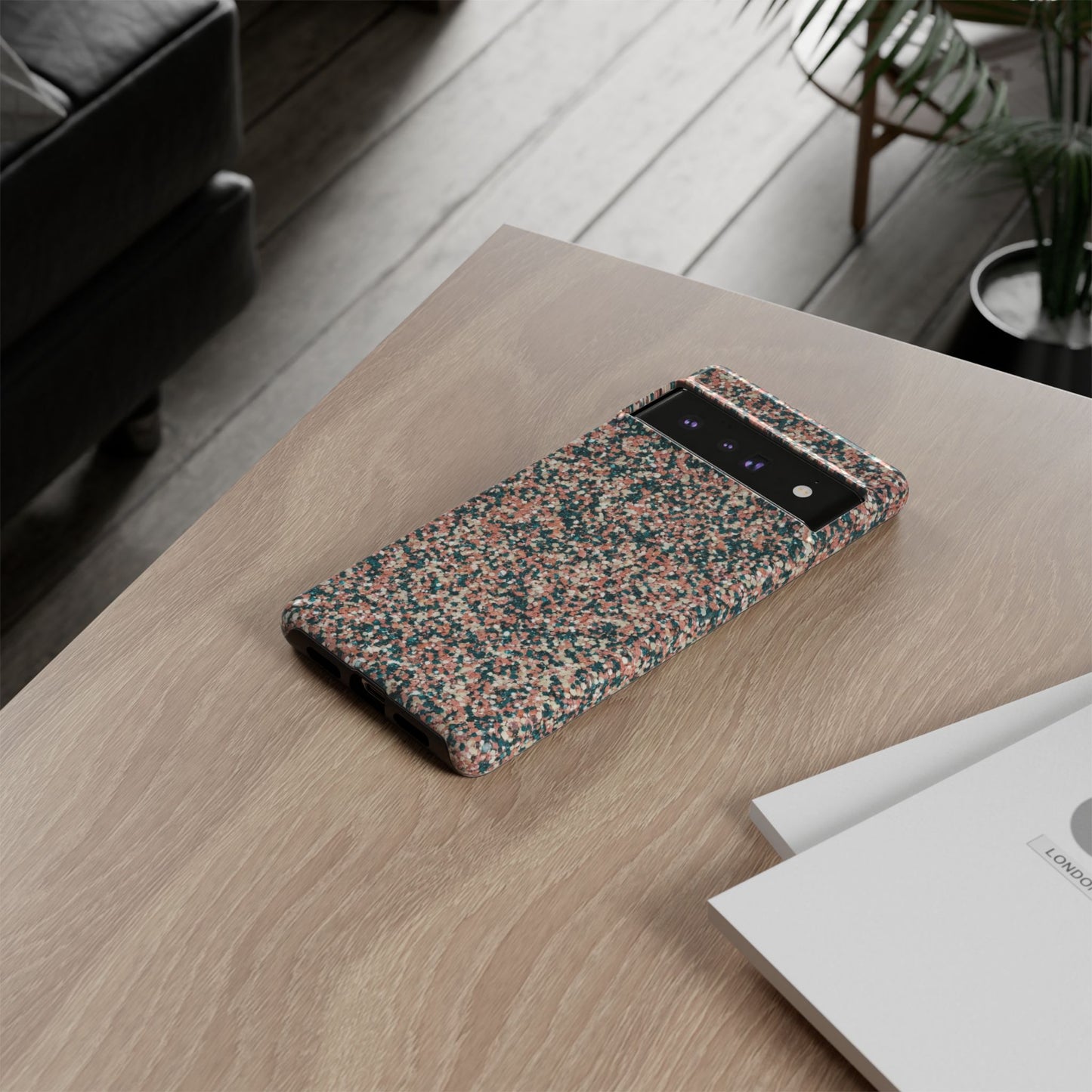 Speckled Confetti Tough Phone Case — Protective Floral Pink & Teal Design