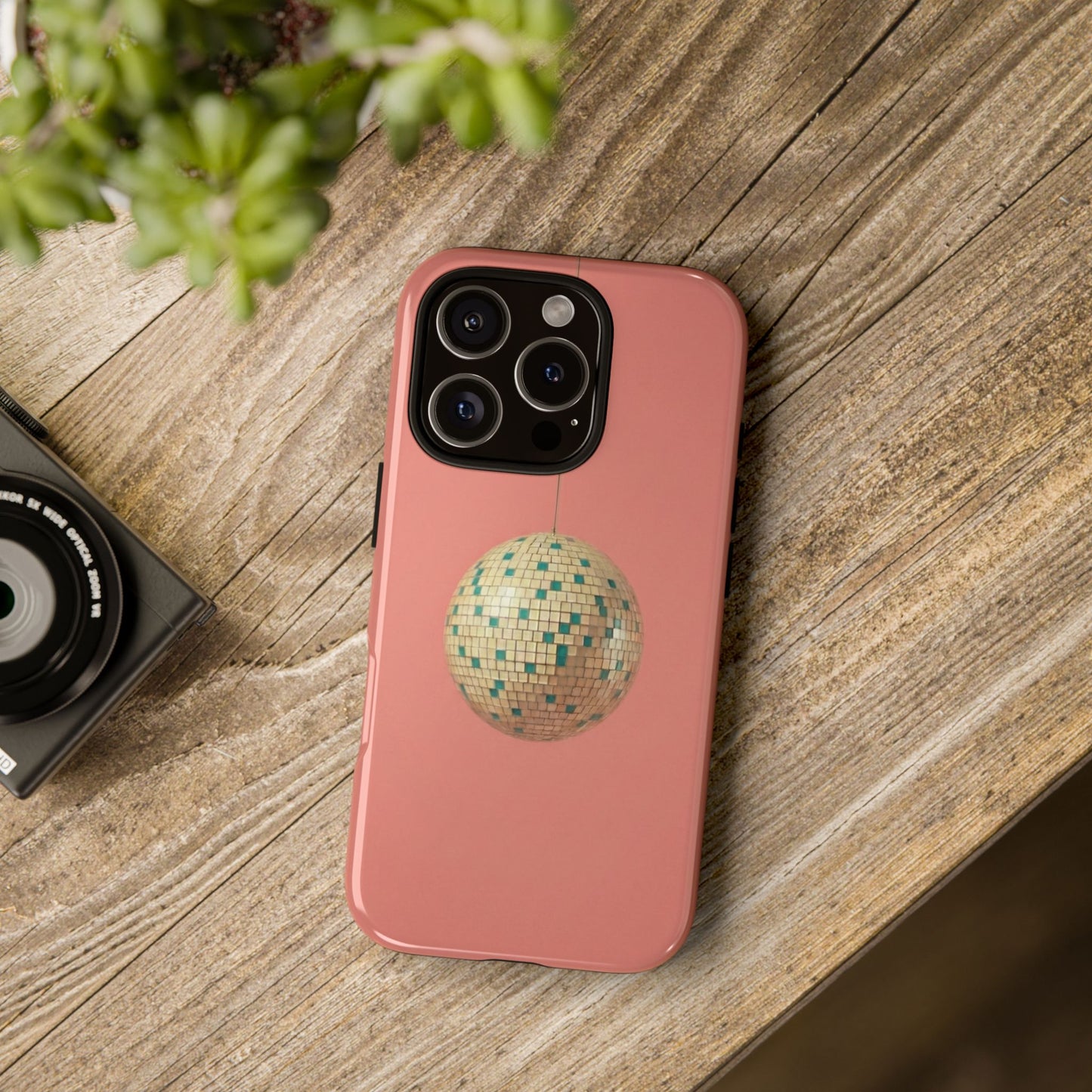 Disco Ball Tough Phone Case — Retro Pink Protective iPhone Cover