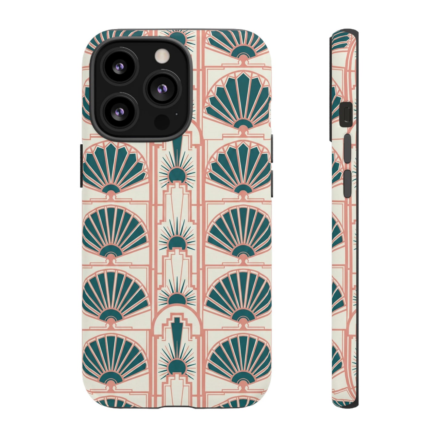 Art Deco Fan Pattern Tough Phone Case — Retro Geometric iPhone Cover