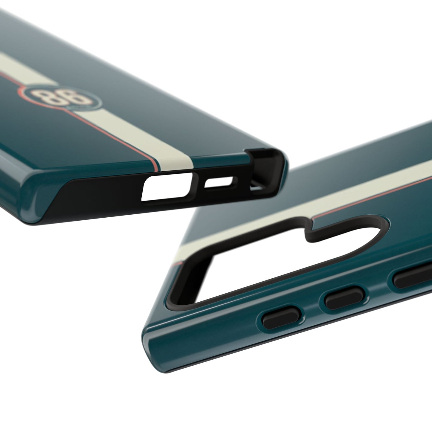 Racing Stripe Phone Case - Retro Teal with Number 86