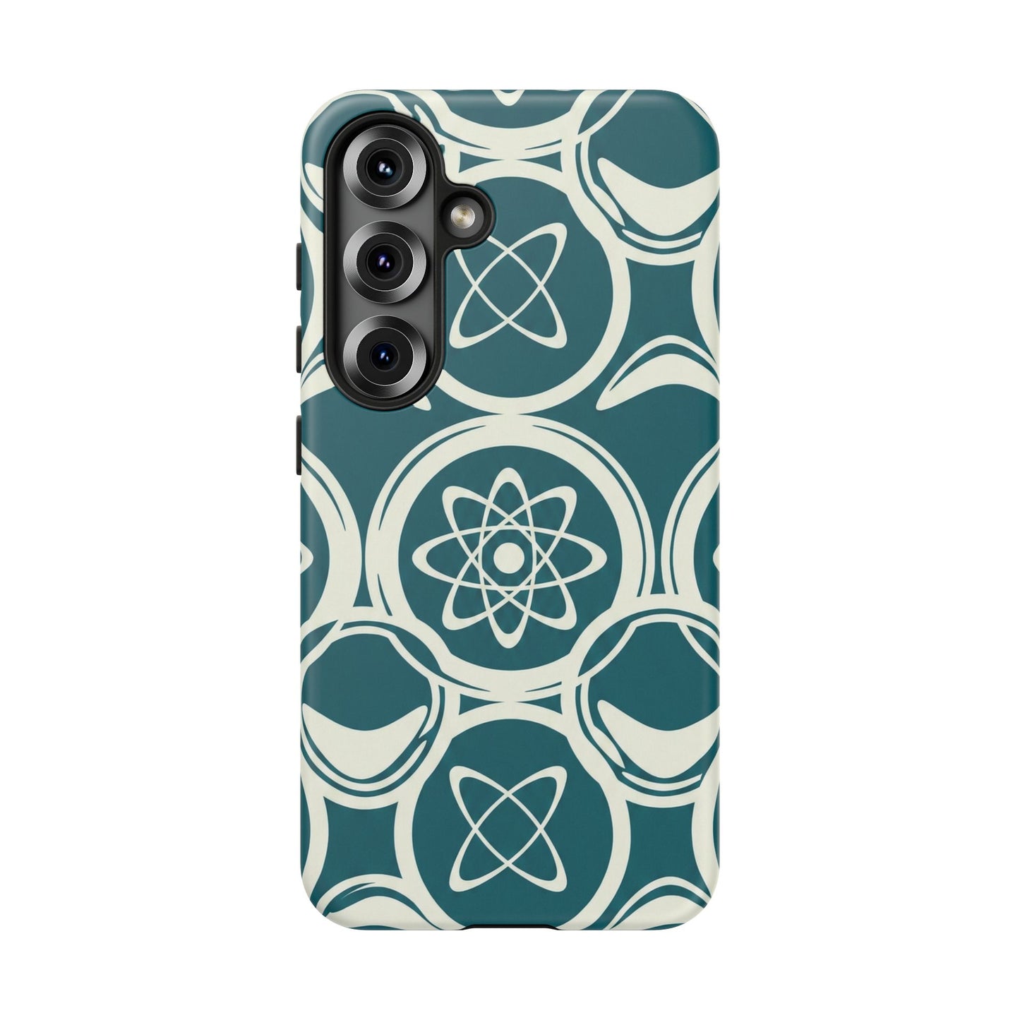 Atomic Geo Tough Phone Case — Teal Retro Science Pattern