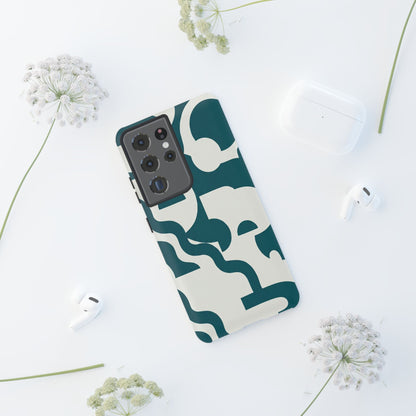 Abstract Teal Pattern Phone Case — Modern Geometric Tough Case