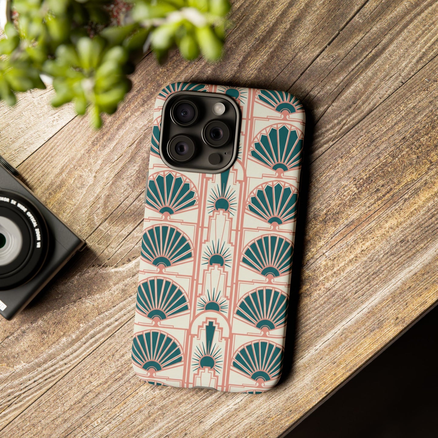 Art Deco Fan Pattern Tough Phone Case — Retro Geometric iPhone Cover
