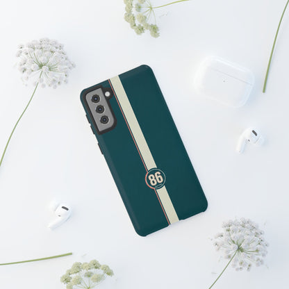 Racing Stripe Phone Case - Retro Teal with Number 86