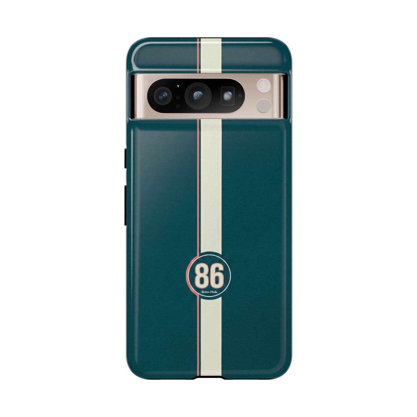 Racing Stripe Phone Case - Retro Teal with Number 86