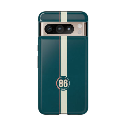 Racing Stripe Phone Case - Retro Teal with Number 86