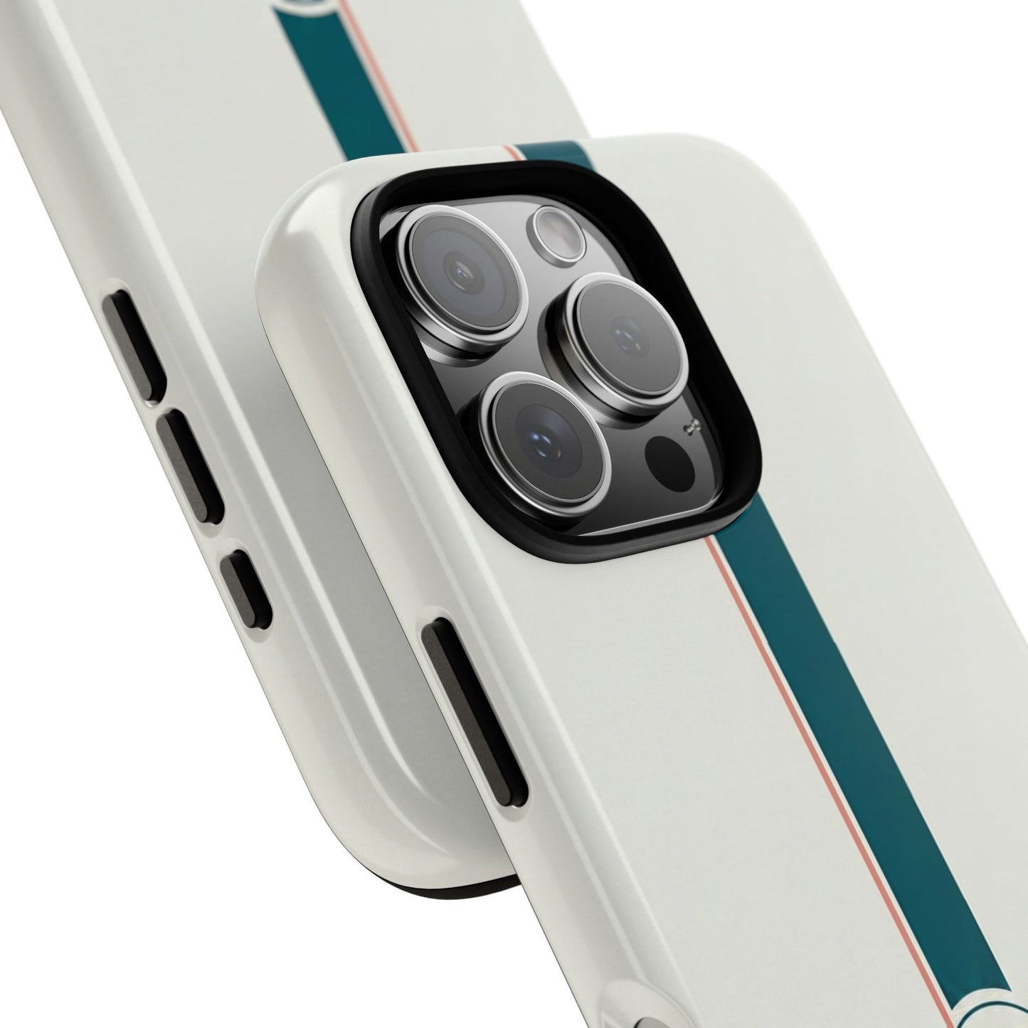 Racing Stripe Tough Phone Case — Retro White With '86 Circle Badge
