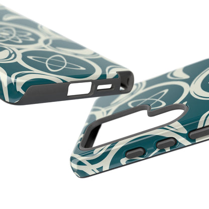 Atomic Geo Tough Phone Case — Teal Retro Science Pattern
