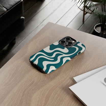 Teal Retro Swirl Tough Phone Case