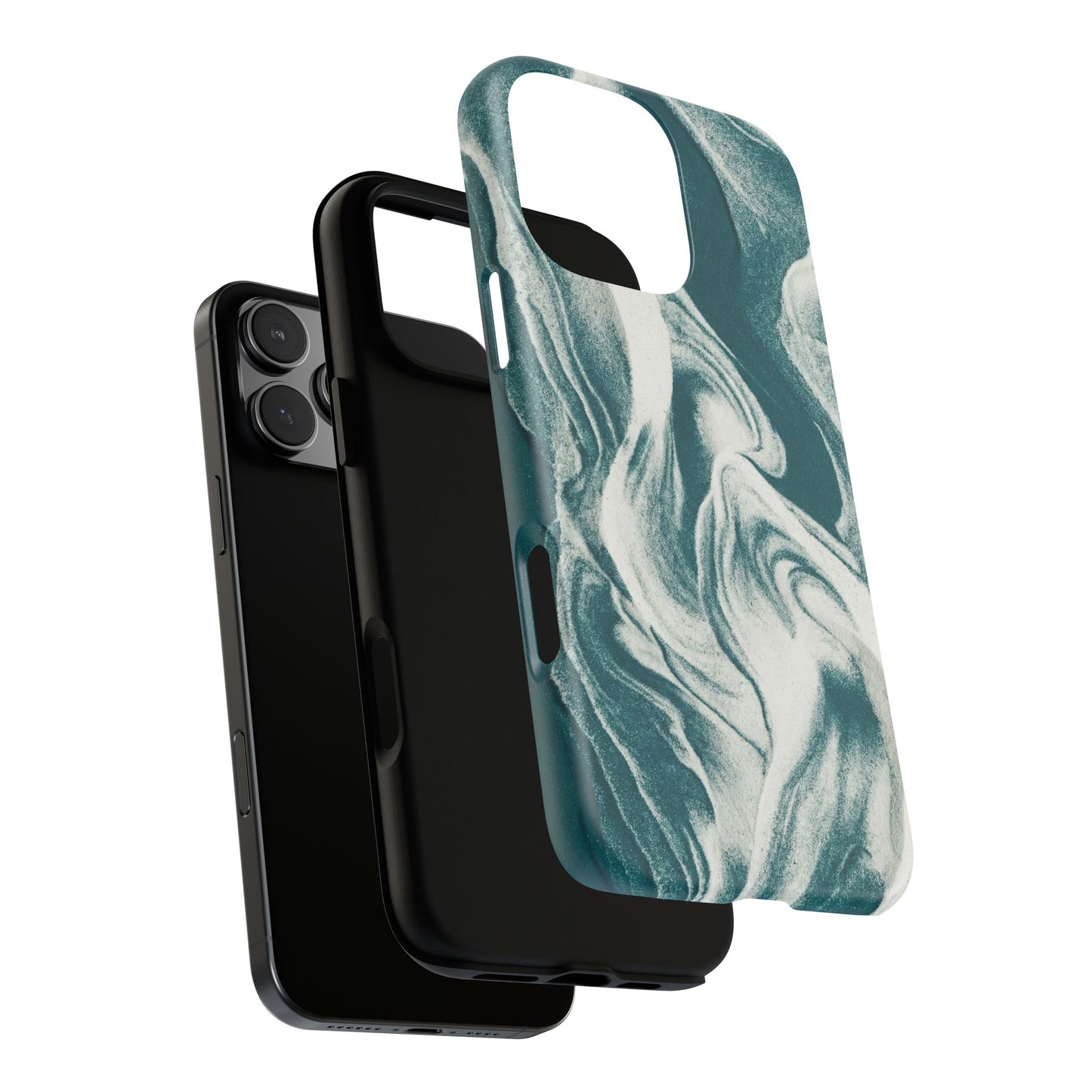 Marble Teal Tough Phone Case — Swirl Pattern Protective Cover