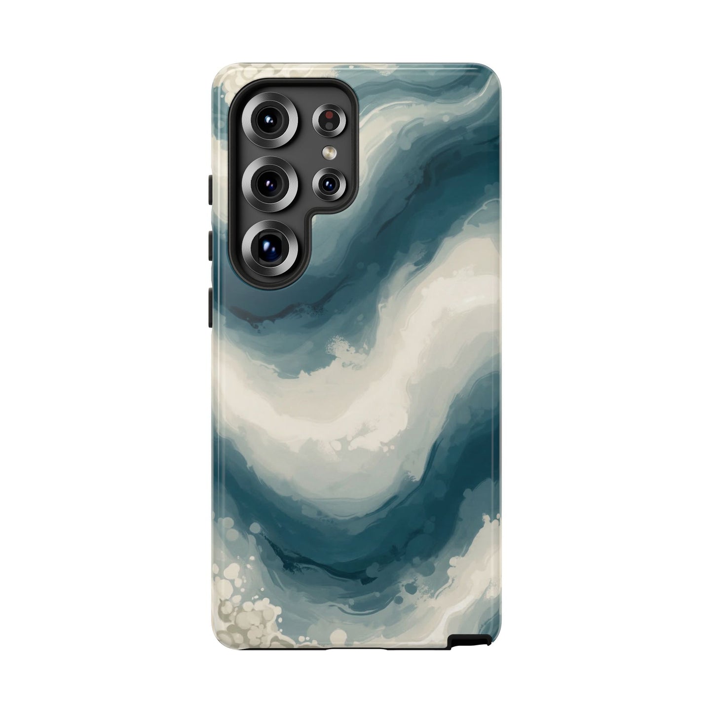 Ocean Wave Marble Phone Case — Teal & Ivory Abstract Tough Case