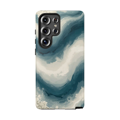 Ocean Wave Marble Phone Case — Teal & Ivory Abstract Tough Case