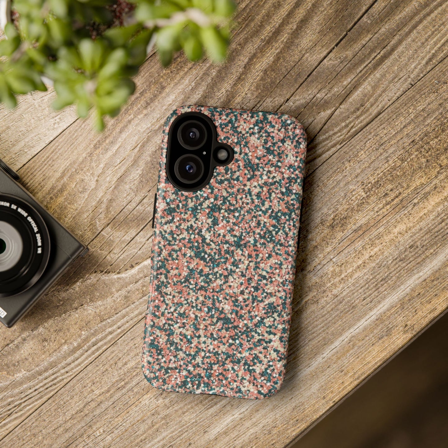 Glitter Speckle Tough Phone Case — Pink & Teal Protective Cover