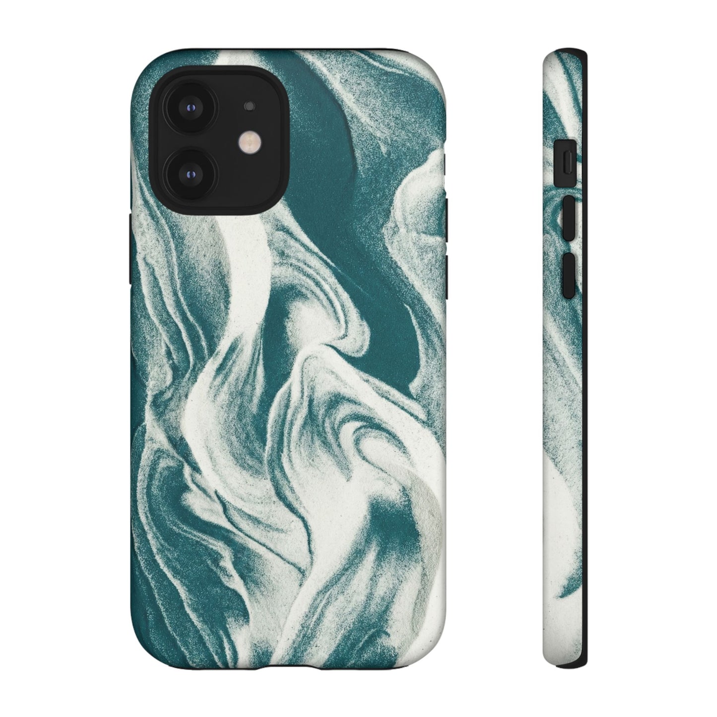 Marble Teal Tough Phone Case — Swirl Pattern Protective Cover