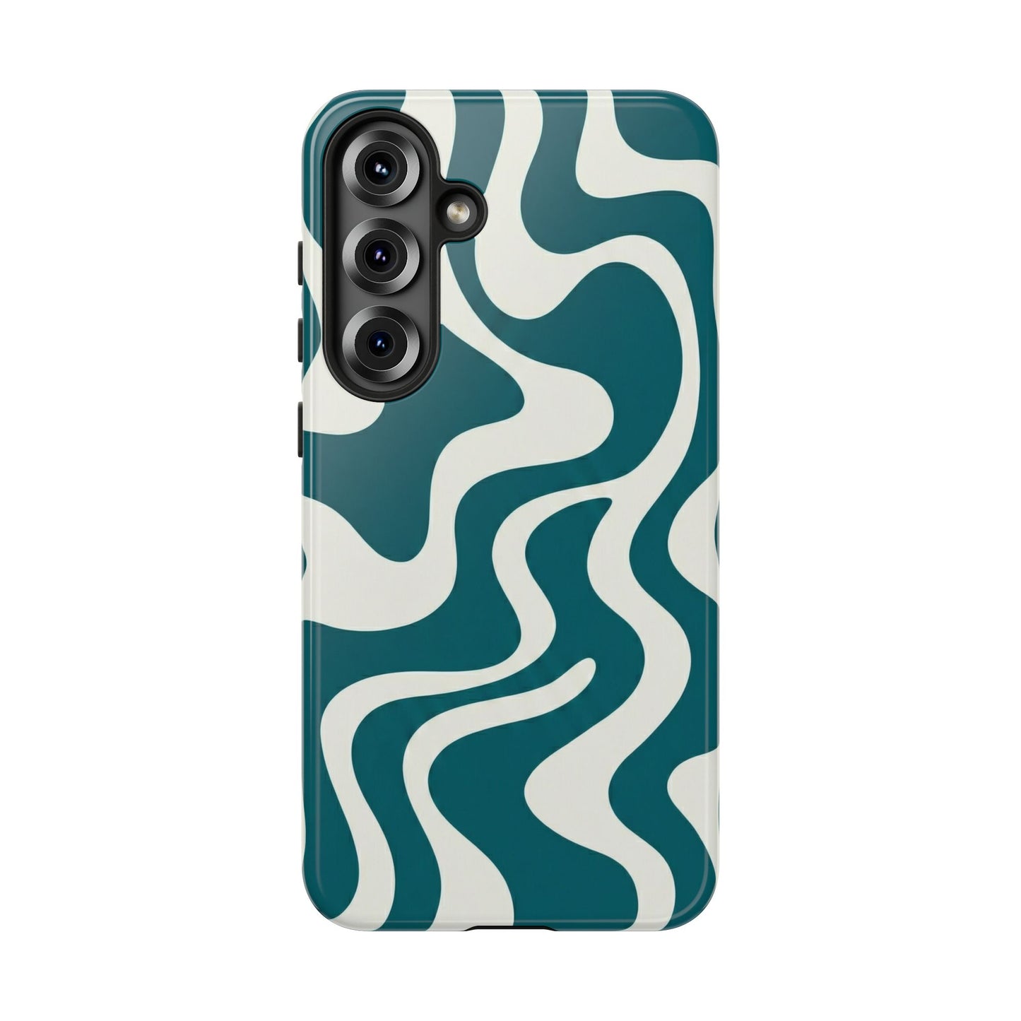 Abstract Teal Swirl Phone Case — Retro Wavy Tough Case