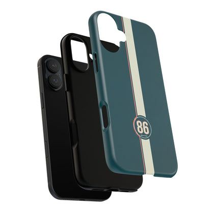 Racing Stripe Phone Case - Retro Teal with Number 86