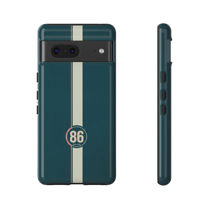 Racing Stripe Phone Case - Retro Teal with Number 86