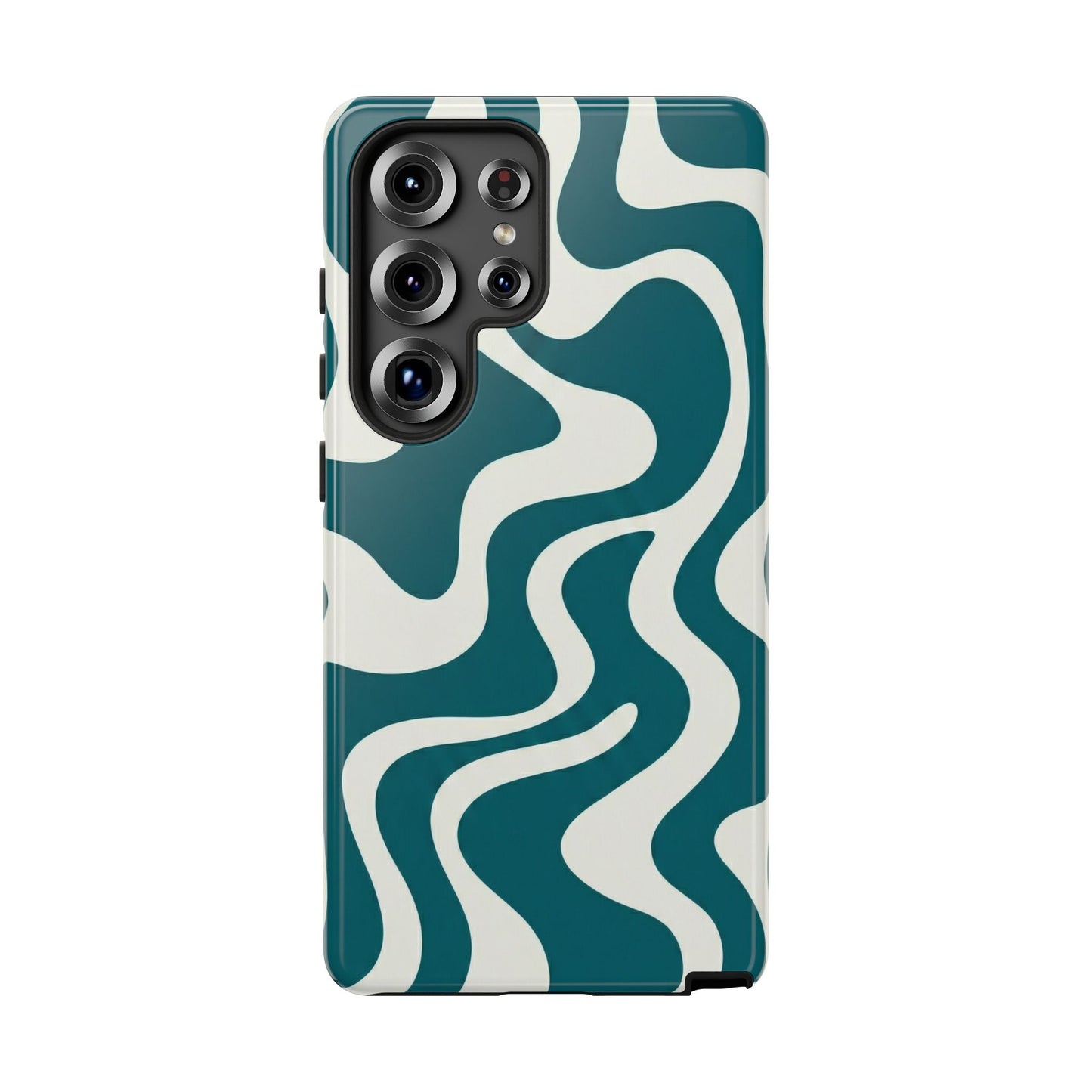 Abstract Teal Swirl Phone Case — Retro Wavy Tough Case