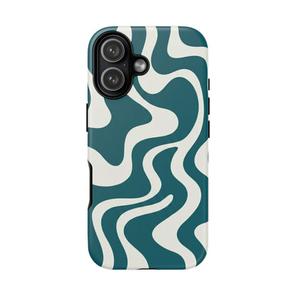 Teal Retro Swirl Tough Phone Case