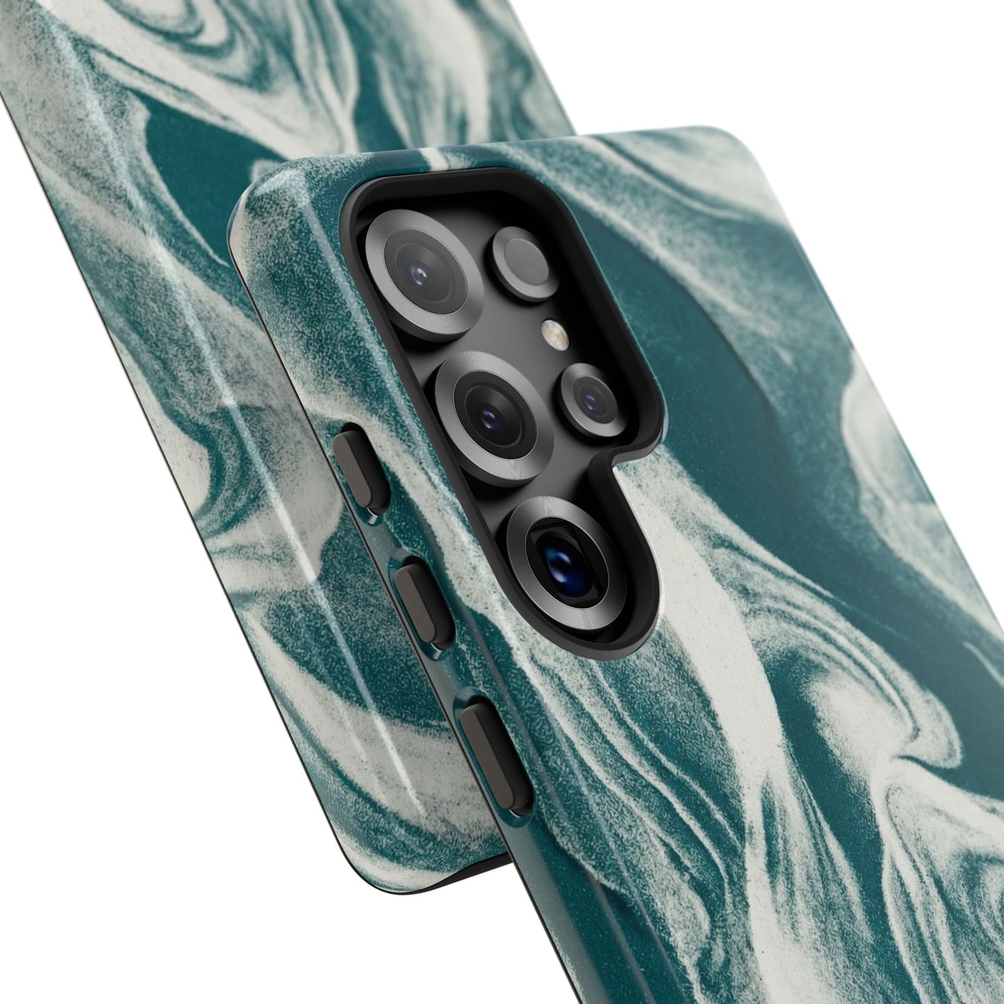 Teal Marble Tough Phone Case — Protective Artistic Swirl Design