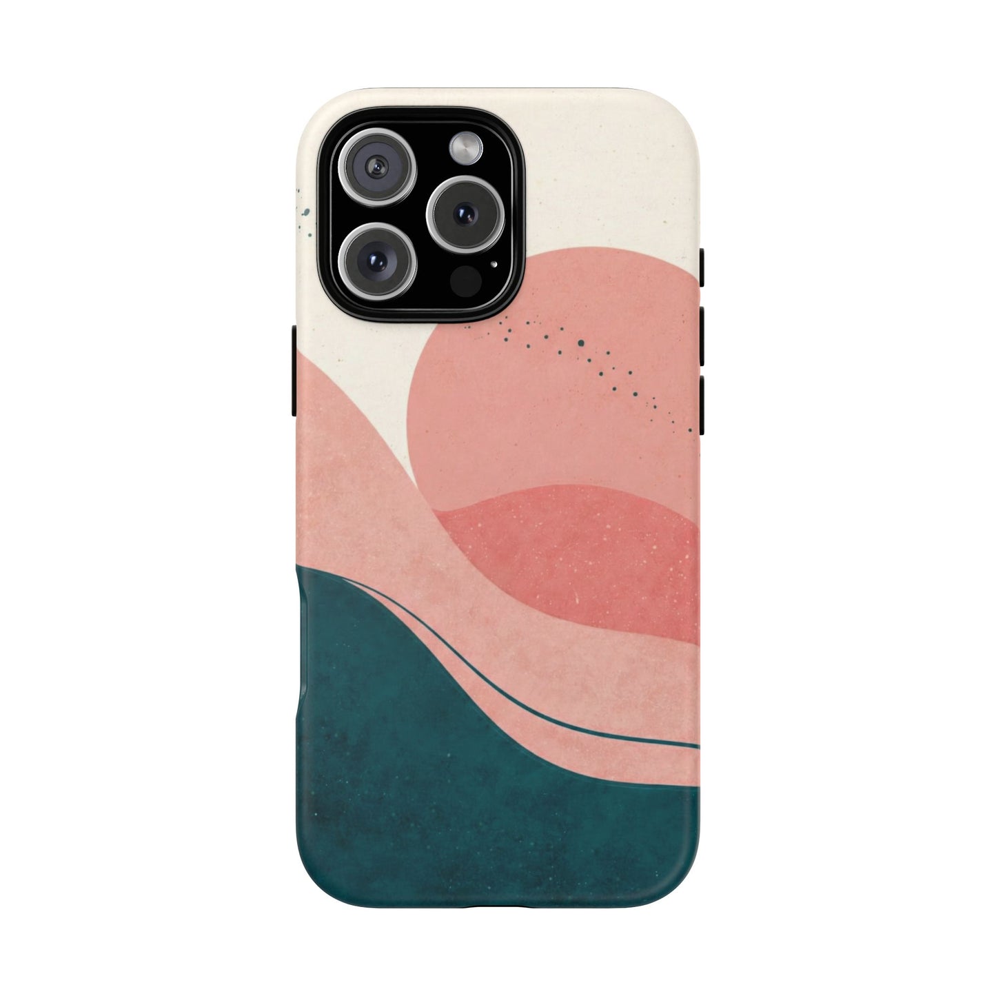 Abstract Sunset Phone Case — Pink & Teal Wave Tough Case