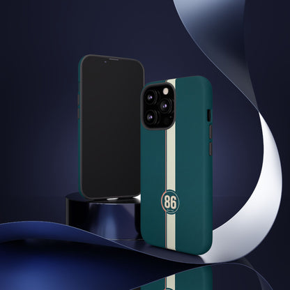 Racing Stripe Phone Case - Retro Teal with Number 86