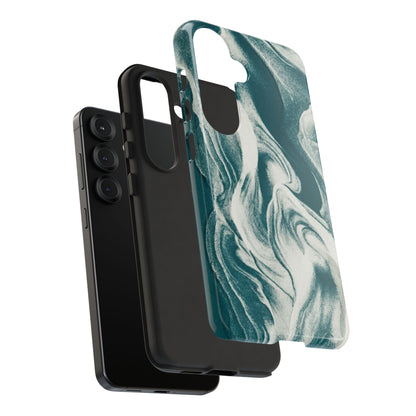 Teal Marble Tough Phone Case — Protective Artistic Swirl Design