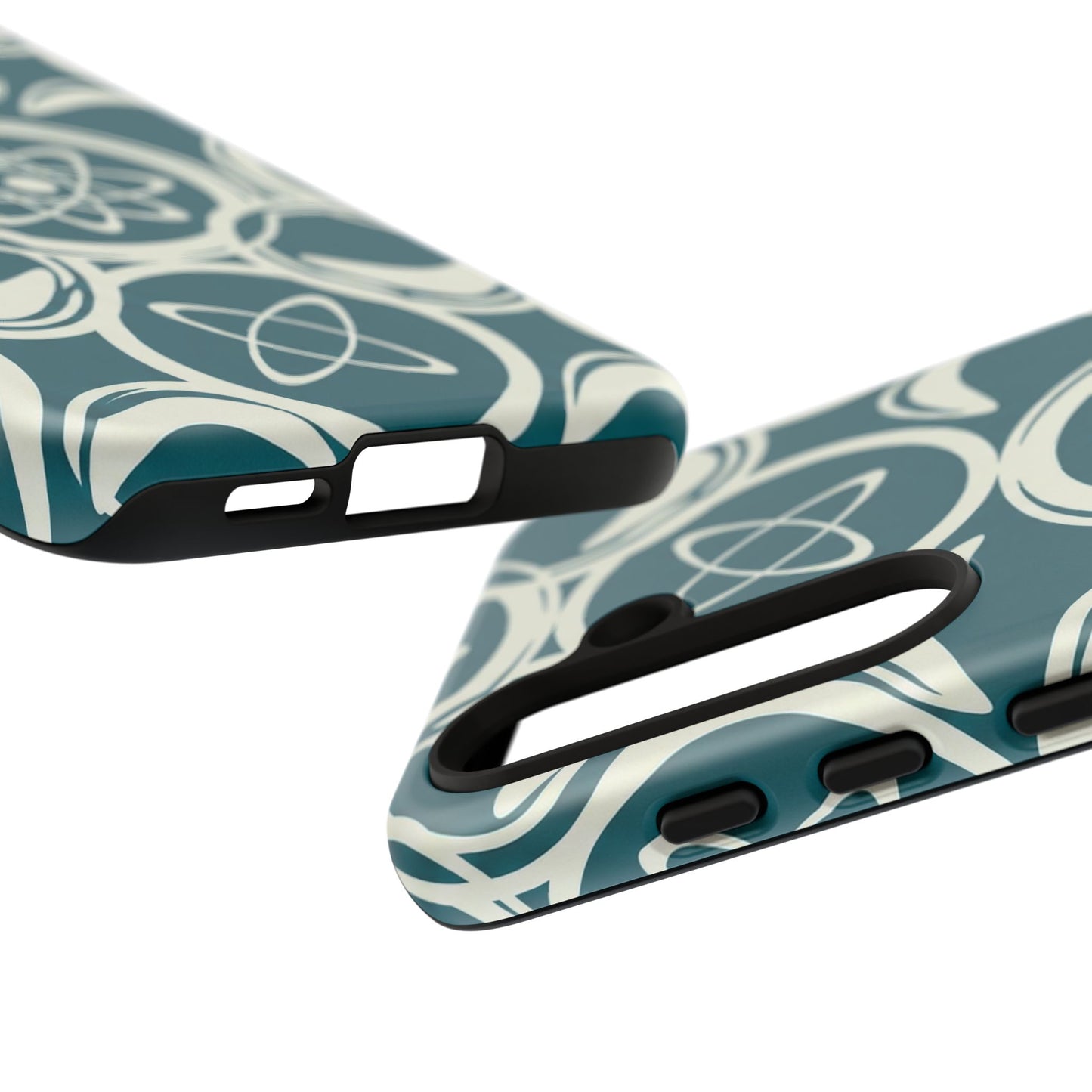 Atomic Geo Tough Phone Case — Teal Retro Science Pattern