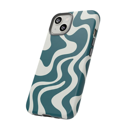 Teal Retro Swirl Tough Phone Case