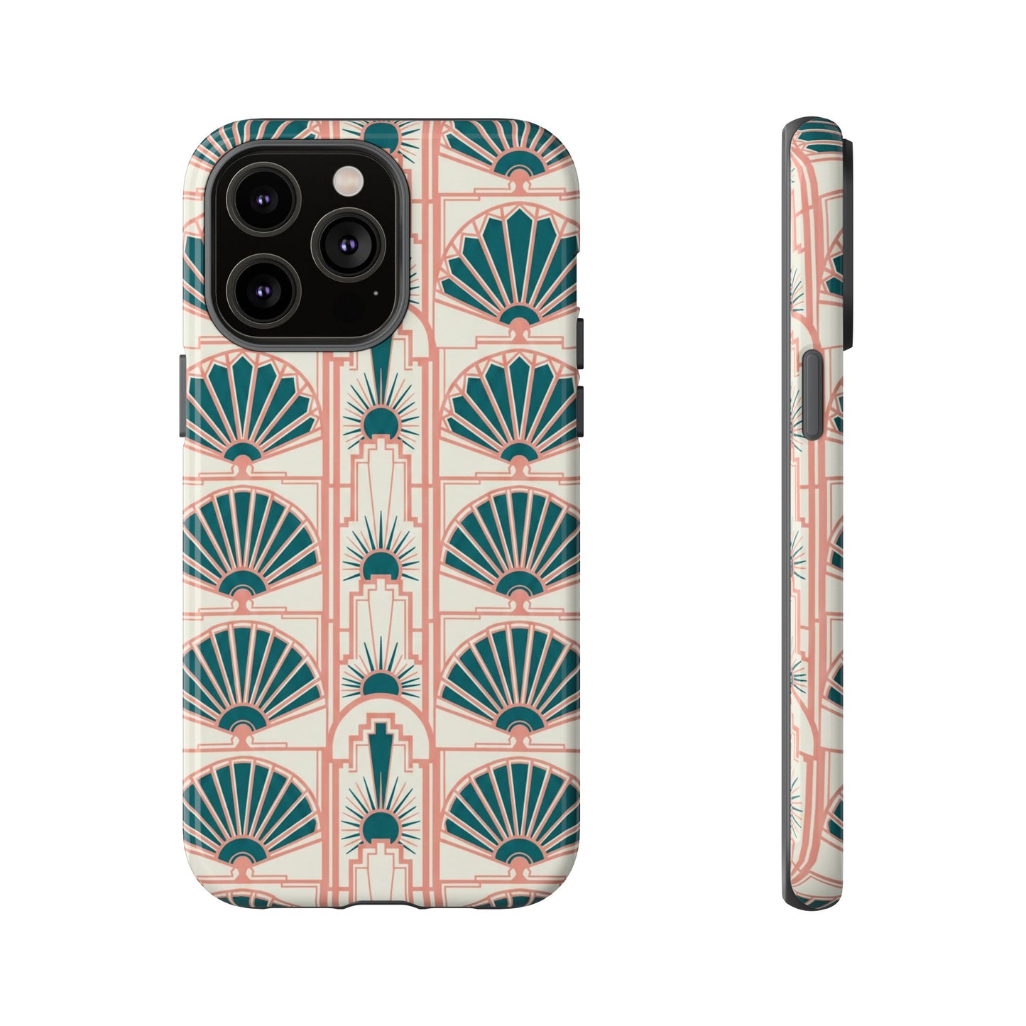 Art Deco Fan Pattern Tough Phone Case — Retro Geometric iPhone Cover