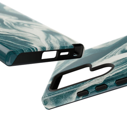Teal Marble Tough Phone Case — Protective Artistic Swirl Design